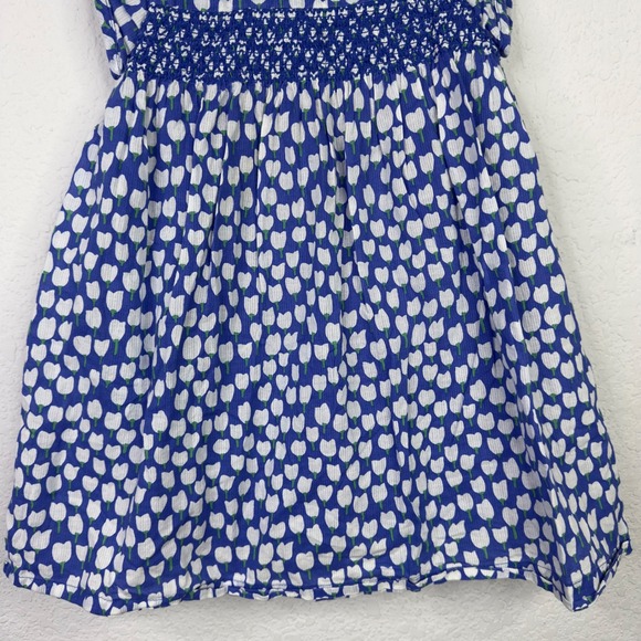 Mini Boden Dress Girl 2-3Y Blue White Floral Cotton Smocked Cottagecore Coquette - Picture 4 of 9